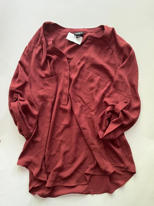 Blouse Long Sleeve By Torrid In Burgundy, Size: L