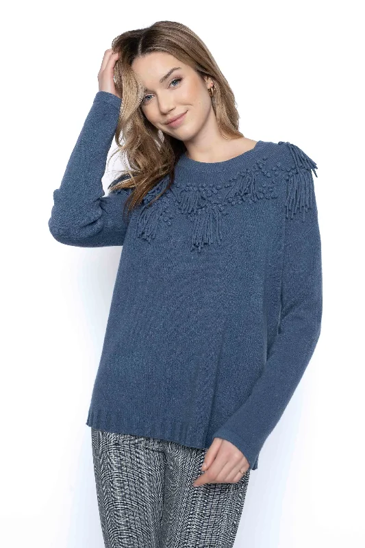 Decorated Neckline Sweater Top