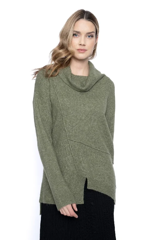 Draped Neck Asymmetrical Sweater Top