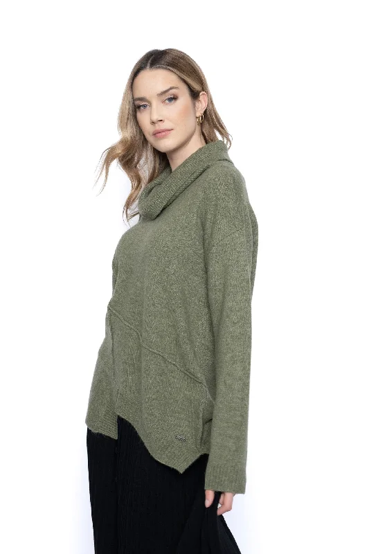 Draped Neck Asymmetrical Sweater Top