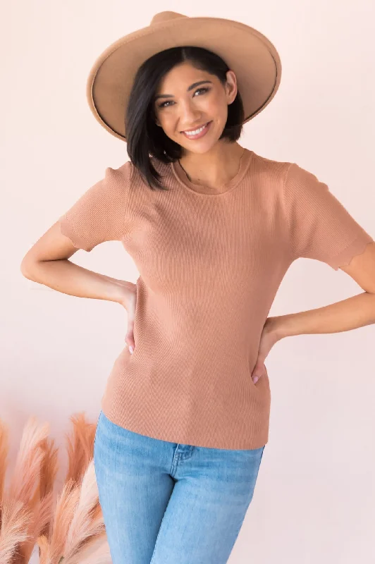 Going Strong Modest Scallop Edge Sweater