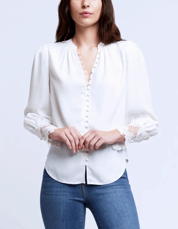 L'Agence Ava Lace Cuff Blouse