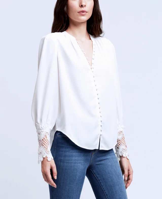 L'Agence Ava Lace Cuff Blouse