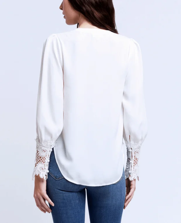 L'Agence Ava Lace Cuff Blouse