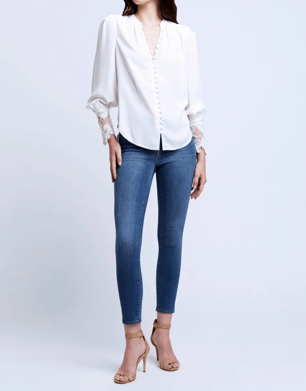 L'Agence Ava Lace Cuff Blouse