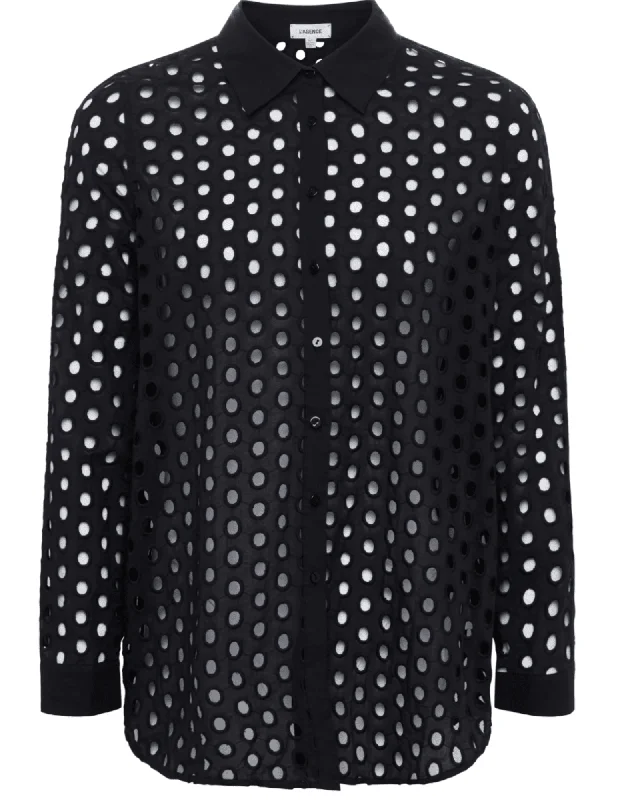 L'Agence Lindy Eyelet Long Sleeve Blouse