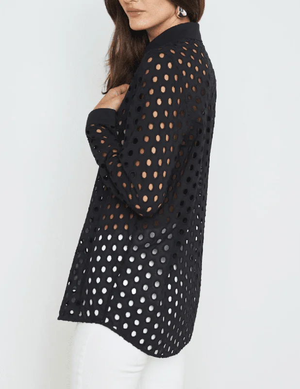 L'Agence Lindy Eyelet Long Sleeve Blouse