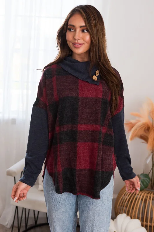 No Goodbyes Modest Cowl Neck Sweater