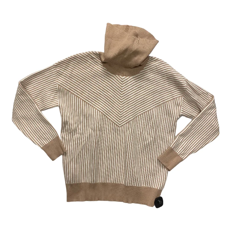 Sweater By Adrienne Vittadini In Cream & Tan, Size: M