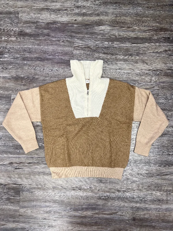 Sweater By Blu Pepper In Cream & Tan, Size: L