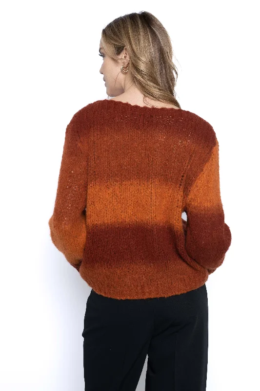 Crew Neck Ombre Sweater Top