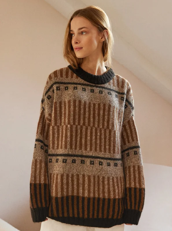 Ethno Wool Sweater - Brown