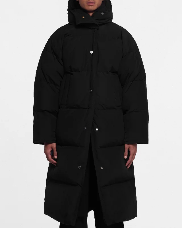 Riva - Tech Poplin Puffer Coat - Off Black