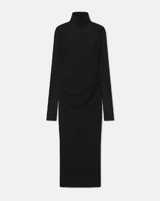 Cardia - Mesh-Jersey Turtleneck Dress - Black