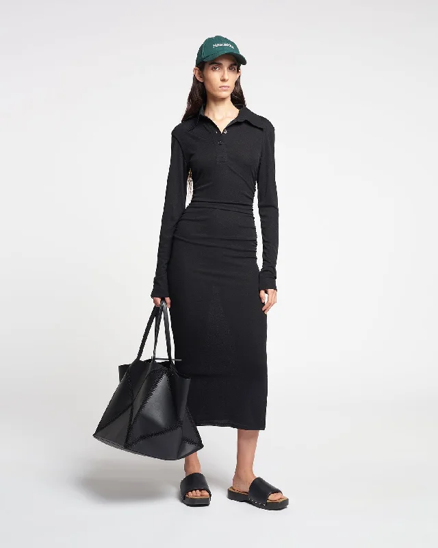 Verity - Mesh Jersey Shirt Dress - Black