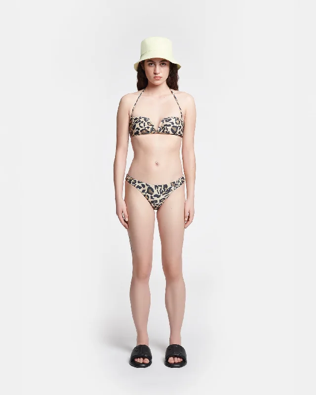 Manou - Ruched Halterneck Bikini Top - Leopard