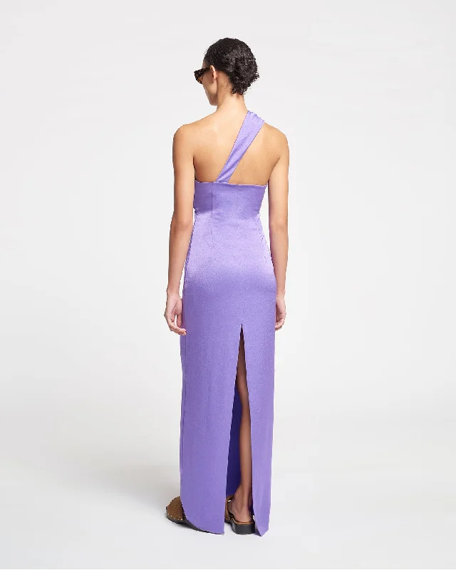 Maseco - Twisted Crisp-Satin Maxi Dress - Iris