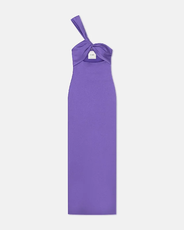 Maseco - Twisted Crisp-Satin Maxi Dress - Iris