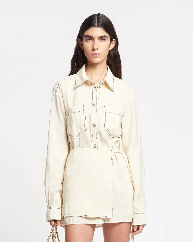 Metta - Glass Poplin Shirt Dress - Oat