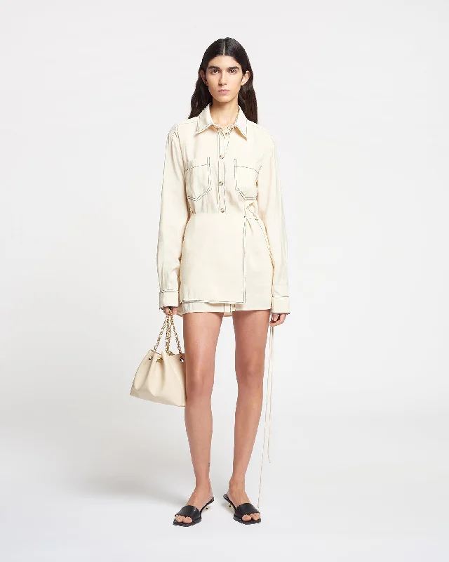 Metta - Glass Poplin Shirt Dress - Oat