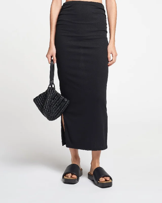 Norine - Ruched Mesh-Jersey Midi Skirt - Black