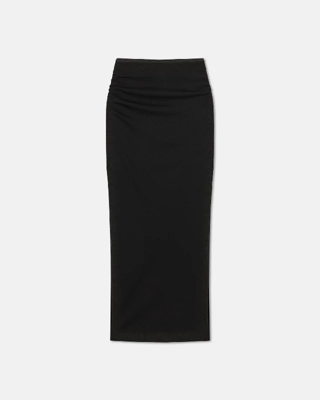 Norine - Ruched Mesh-Jersey Midi Skirt - Black