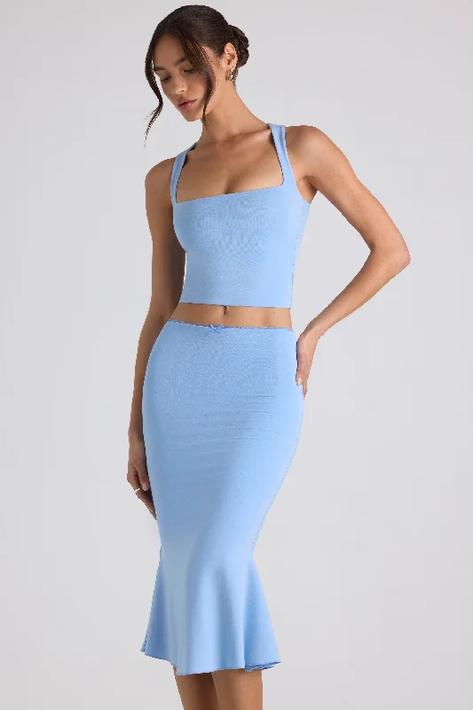 Modal Bow-Detail Crop Top in Sky Blue