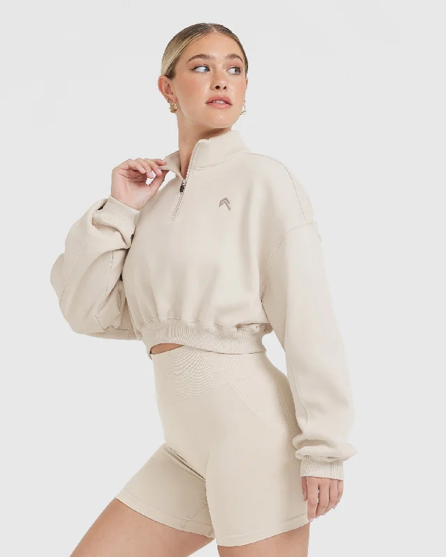 All Day Lightweight Crop 1/4 Zip Sweatshirt | Sand