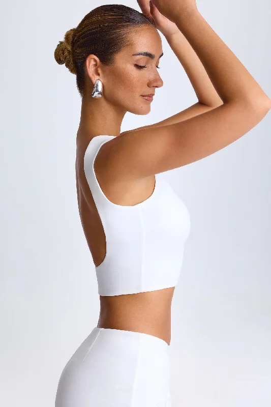 Draped Open-Back Tank Top in White