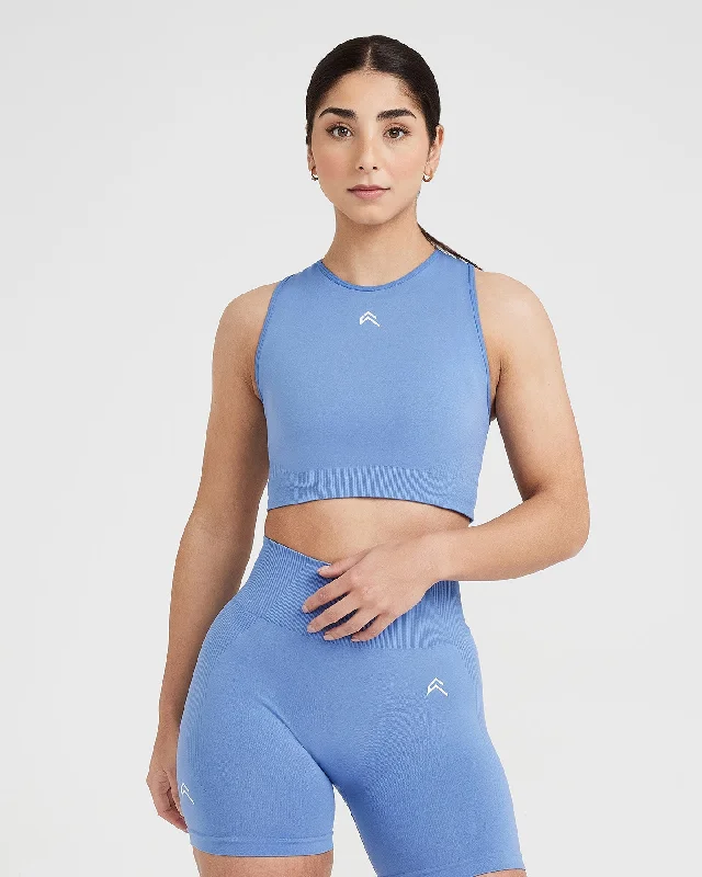 Classic Seamless 2.0 Crop Top | Light Denim Marl