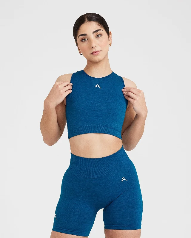 Classic Seamless 2.0 Crop Top | Petrol Blue Marl