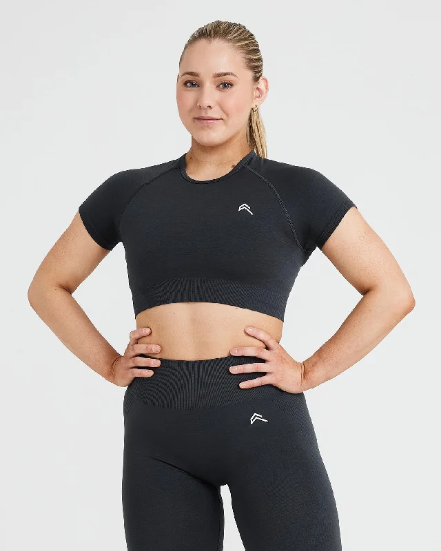 Classic Seamless 2.0 Short Sleeve Crop Top | Coal Marl