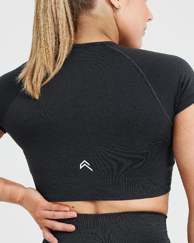 Classic Seamless 2.0 Short Sleeve Crop Top | Coal Marl