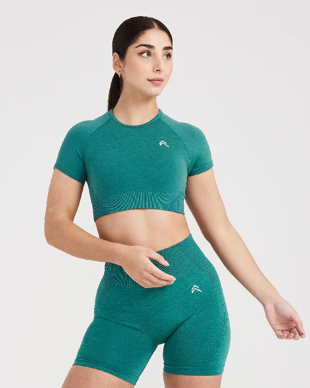 Classic Seamless 2.0 Short Sleeve Crop Top | Mineral Green Marl