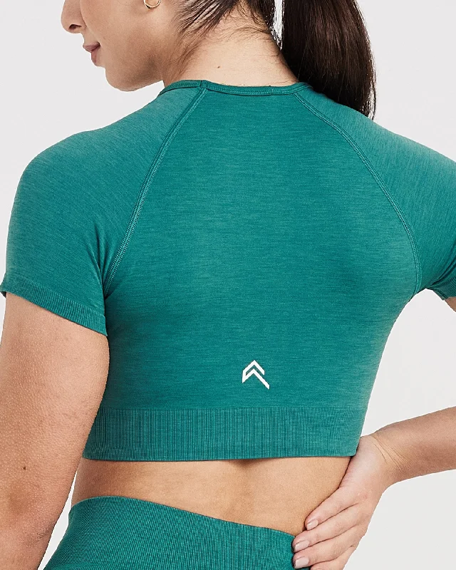 Classic Seamless 2.0 Short Sleeve Crop Top | Mineral Green Marl