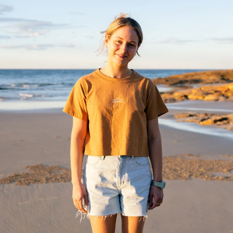 Womens Cropped Logo Tee Almond