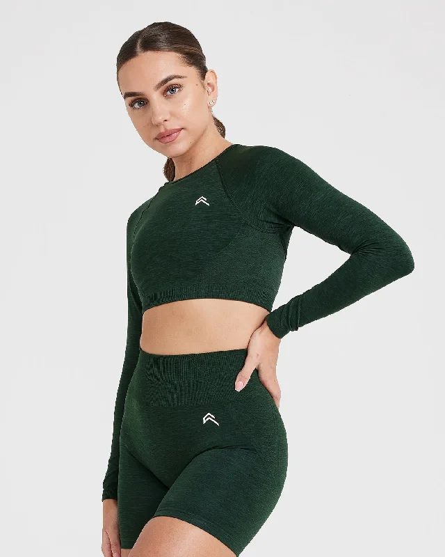 Effortless Seamless Long Sleeve Crop Top | Evergreen