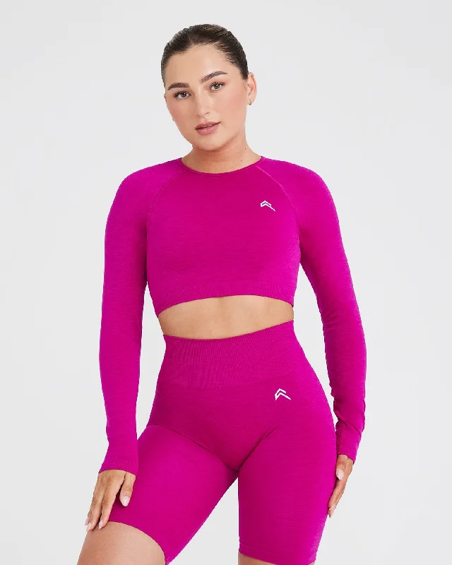 Effortless Seamless Long Sleeve Crop Top | Fuchsia