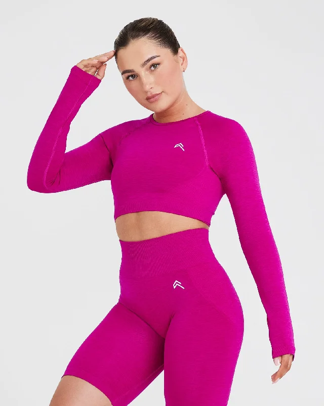 Effortless Seamless Long Sleeve Crop Top | Fuchsia