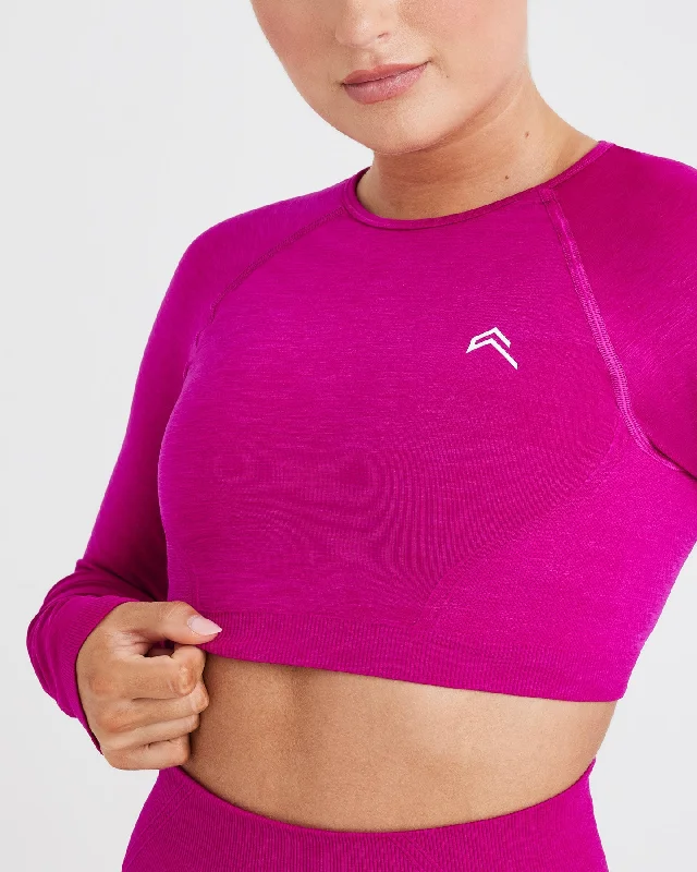 Effortless Seamless Long Sleeve Crop Top | Fuchsia