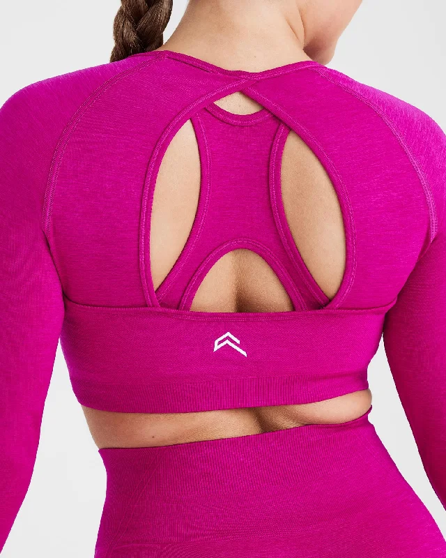 Effortless Seamless Long Sleeve Crop Top | Fuchsia