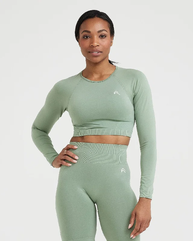 Effortless Seamless Long Sleeve Crop Top | Sage