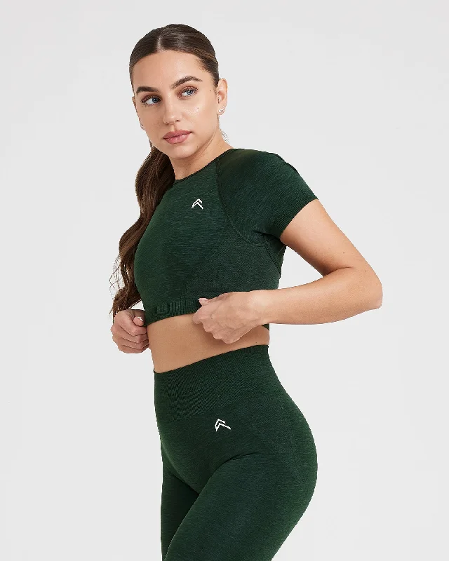 Effortless Seamless Short Sleeve Crop Top | Evergreen