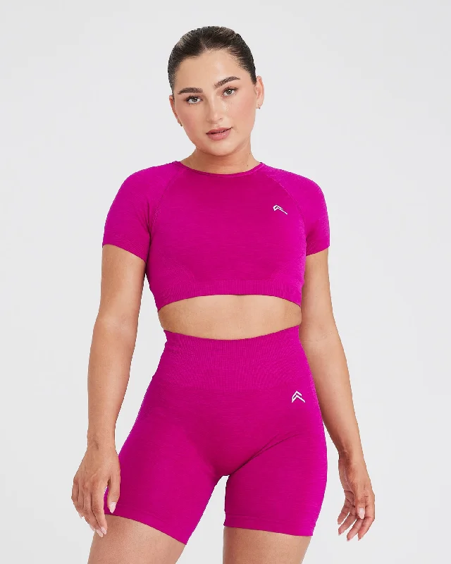 Effortless Seamless Short Sleeve Crop Top | Fuchsia