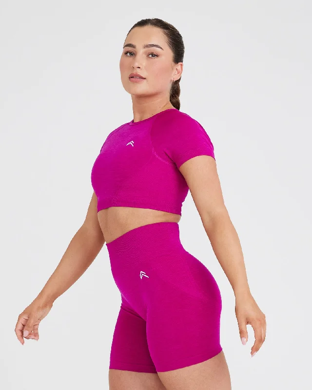 Effortless Seamless Short Sleeve Crop Top | Fuchsia