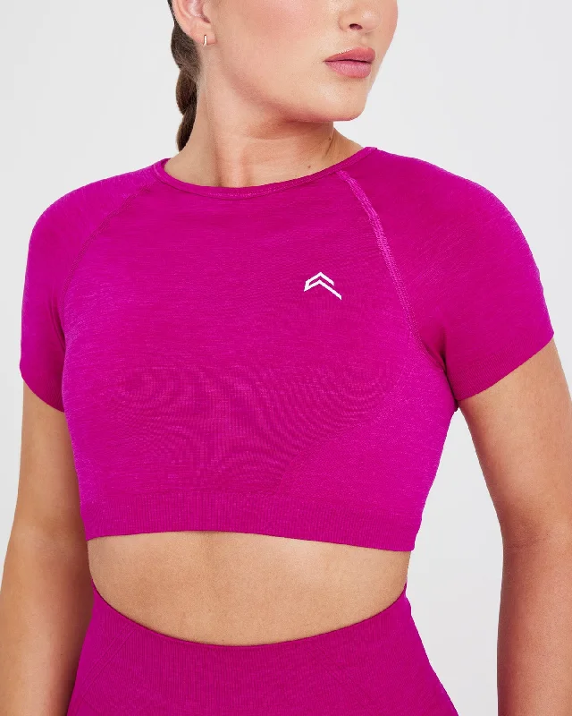 Effortless Seamless Short Sleeve Crop Top | Fuchsia