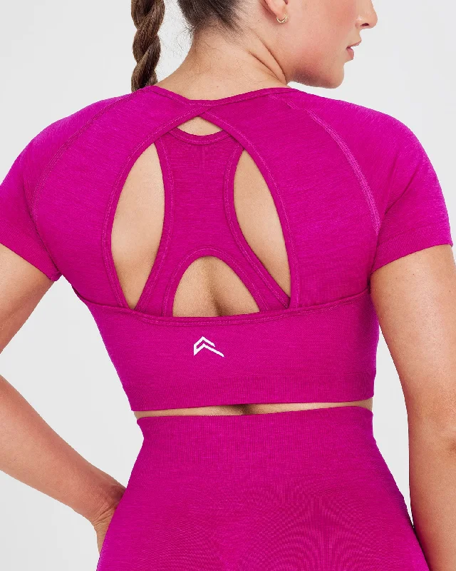 Effortless Seamless Short Sleeve Crop Top | Fuchsia