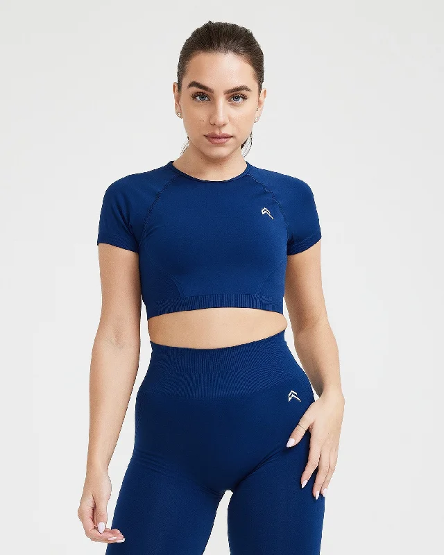 Effortless Seamless Short Sleeve Crop Top | Midnight