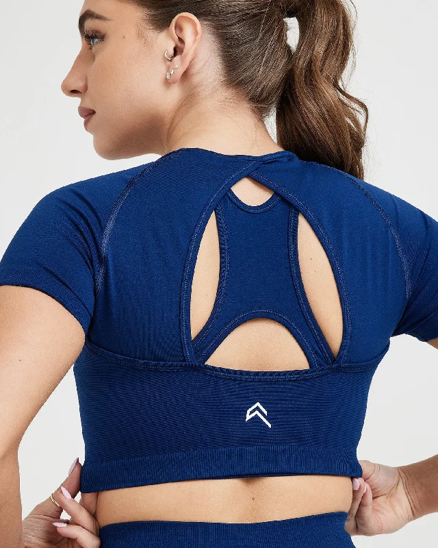 Effortless Seamless Short Sleeve Crop Top | Midnight