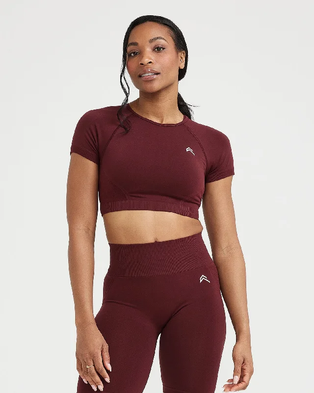 Effortless Seamless Short Sleeve Crop Top | Rosewood